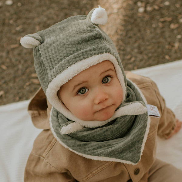 Khaki velvet hat - Wee Bambino