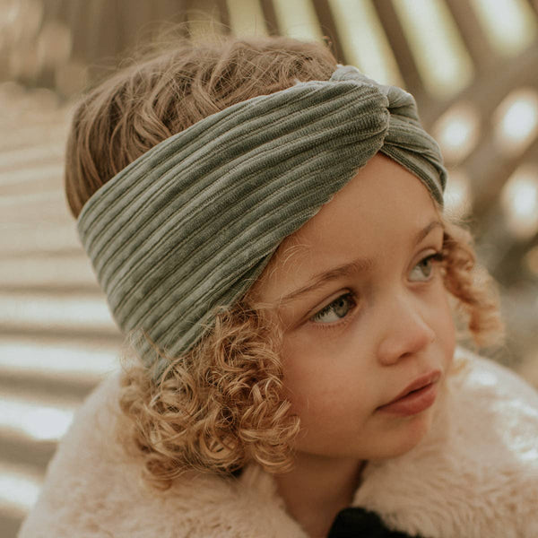 Khaki velvet headband - Wee Bambino