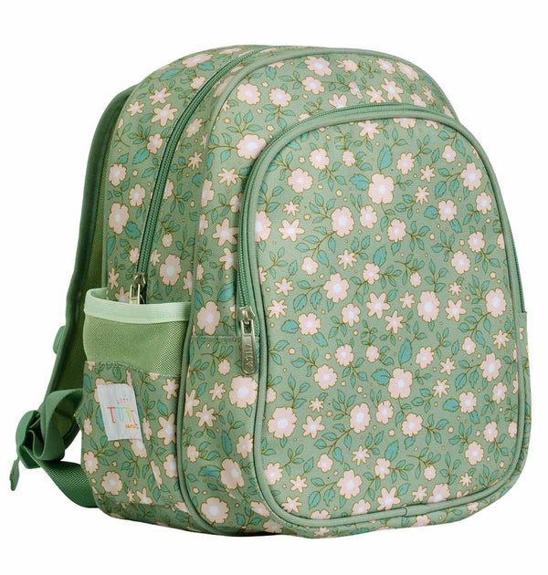 Kids Backpack Insulated Front Compartment: Blossoms Sage - Wee Bambino