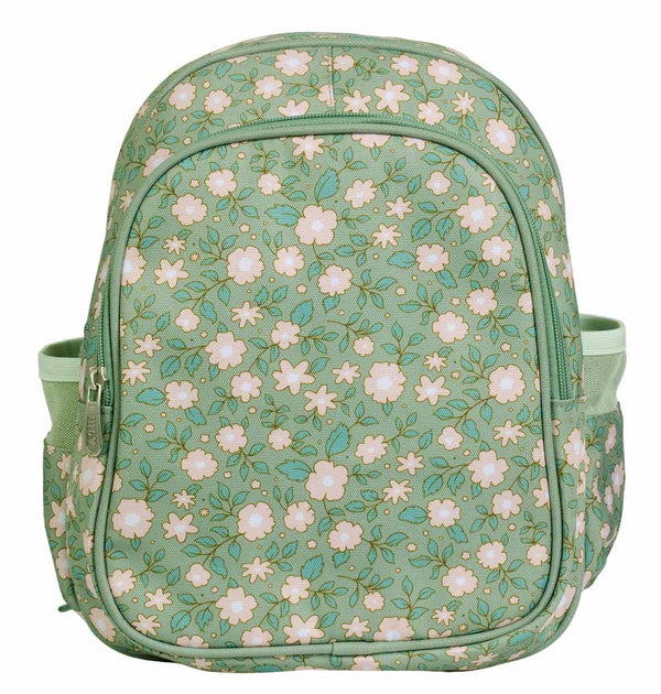 Kids Backpack Insulated Front Compartment: Blossoms Sage - Wee Bambino