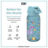 Leak Proof Kids Water Bottle, Recyclon, Blue Unicorns, 350ml (12oz) - Wee Bambino