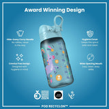 Leak Proof Kids Water Bottle, Recyclon, Blue Unicorns, 350ml (12oz) - Wee Bambino