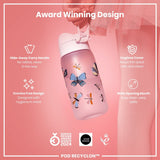 Leak Proof Kids Water Bottle, Recyclon, Butterflies, 350ml (12oz) - Wee Bambino