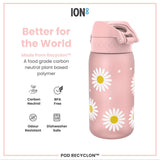 Leak Proof Kids Water Bottle, Recyclon, Daisies, 350ml (12oz) - Wee Bambino