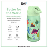 Leak Proof Kids Water Bottle, Recyclon, Dinosaur, 350ml (12oz) - Wee Bambino