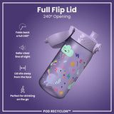 Leak Proof Kids Water Bottle, Recyclon, Purple Unicorns, 350ml (12oz) - Wee Bambino