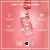 Leak Proof Kids Water Bottle, Recyclon, Rainbows, 350ml (12oz) - Wee Bambino