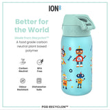Leak Proof Kids Water Bottle, Recyclon, Robots, 350ml (12oz) - Wee Bambino
