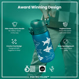 Leak Proof Kids Water Bottle, Recyclon, Shark, 350ml (12oz) - Wee Bambino