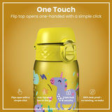 Leak Proof Kids Water Bottle, Recyclon, Yellow Unicorns, 350ml (12oz) - Wee Bambino