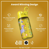 Leak Proof Kids Water Bottle, Recyclon, Yellow Unicorns, 350ml (12oz) - Wee Bambino