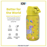 Leak Proof Kids Water Bottle, Recyclon, Yellow Unicorns, 350ml (12oz) - Wee Bambino