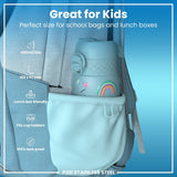 Leak Proof Kids Water Bottle, Stainless Steel, Blue Unicorns, 400ml (13oz) - Wee Bambino