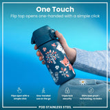 Leak Proof Kids Water Bottle, Stainless Steel, Forest Animals, 400ml (13oz) - Wee Bambino