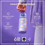 Leak Proof Kids Water Bottle, Stainless Steel, Hedgehogs, 400ml (13oz) - Wee Bambino