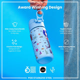 Leak Proof Kids Water Bottle, Stainless Steel, Mermaids, 400ml (13oz) - Wee Bambino
