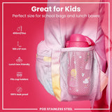 Leak Proof Kids Water Bottle, Stainless Steel, Princess, 400ml (13oz) - Wee Bambino