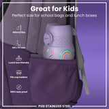 Leak Proof Kids Water Bottle, Stainless Steel, Purple Unicorns, 400ml (13oz) - Wee Bambino
