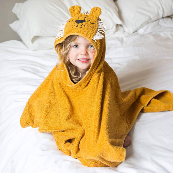 Lion Face Kids Hooded Cotton Poncho - Wee Bambino