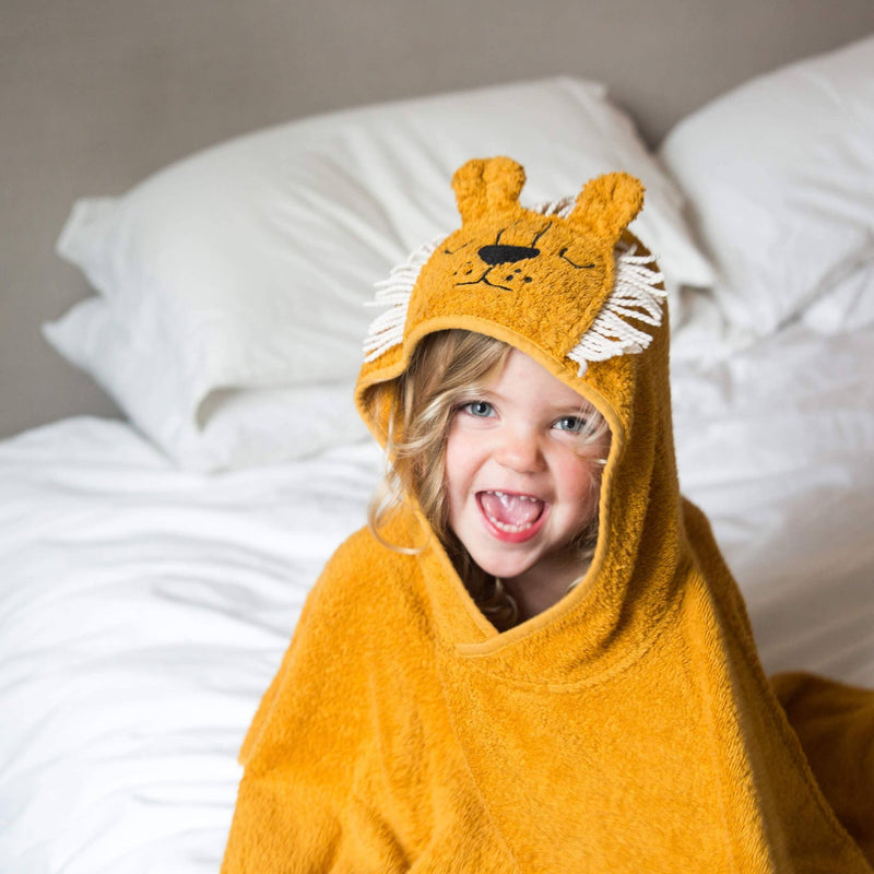 Lion Face Kids Hooded Cotton Poncho - Wee Bambino