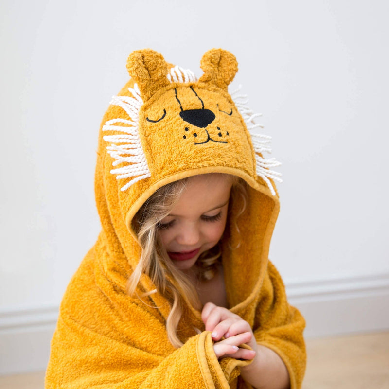 Lion Face Kids Hooded Cotton Poncho - Wee Bambino