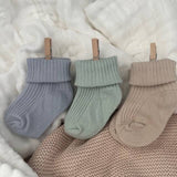 Luxury cotton newborn socks - Tiny taupe - Wee Bambino