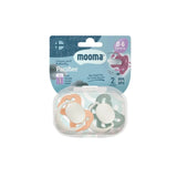 Mooma Clown & Butterfly Soothers 0 - 6 months Pack of 2 - Light Orange & River Green - Wee Bambino