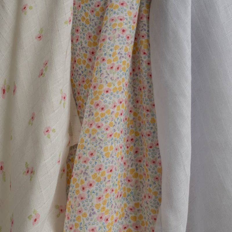 Muslin Squares, Set of 3 - Wildflower Garden - Wee Bambino
