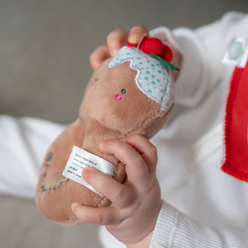 My First Christmas Plush Baby Rattle - Pudding - Wee Bambino