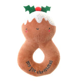 My First Christmas Plush Baby Rattle - Pudding - Wee Bambino