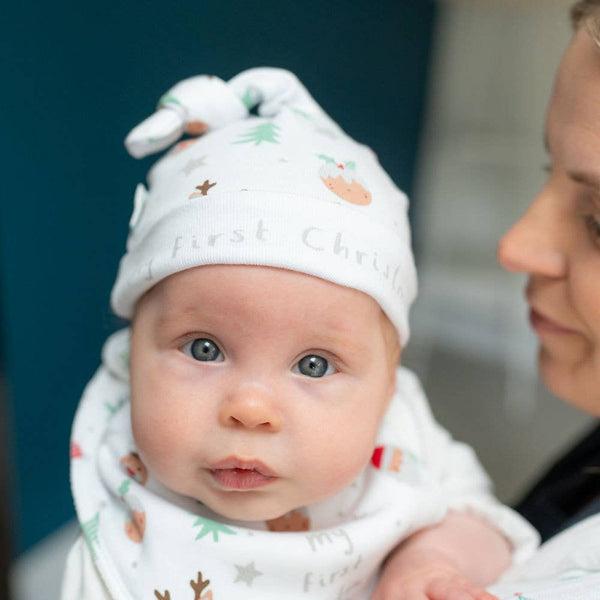 My First Christmas - White Cotton Hat - Wee Bambino