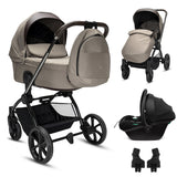 Noordi Sole V3 - 3in1 Travel System with ThermoCot Carrycot + Terra i - Size Car Seat, Arctic Mink - Wee Bambino