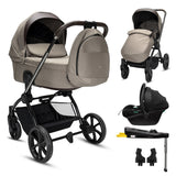 Noordi Sole V3 - 3in1 Travel System with ThermoCot Carrycot + Terra i - Size Car Seat, Arctic Mink - Wee Bambino