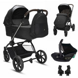Noordi Sole V3 - 3in1 Travel System with ThermoCot Carrycot + Travel Carrier i - Size Car Seat, Slate Black - Wee Bambino