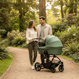 Noordi Sole V3 - 3in1 Travel System with ThermoCot Carrycot + Travel Carrier i - Size Car Seat, Woodland Green - Wee Bambino