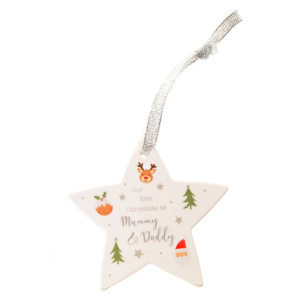Our First Christmas as Mummy and Daddy Hanging Star (Santa/Pudding) - Wee Bambino
