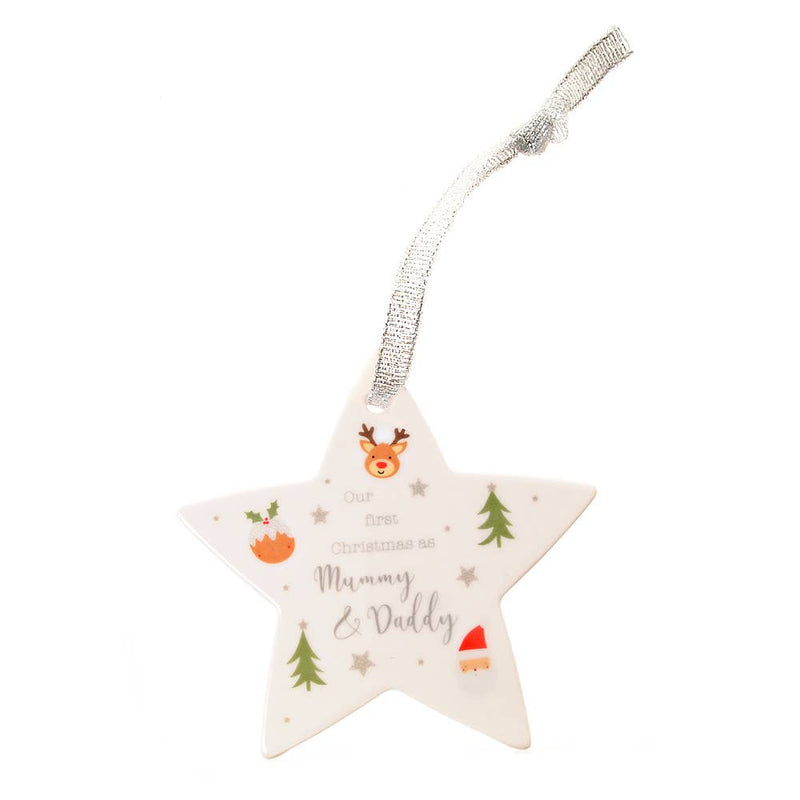 Our First Christmas as Mummy and Daddy Hanging Star (Santa/Pudding) - Wee Bambino