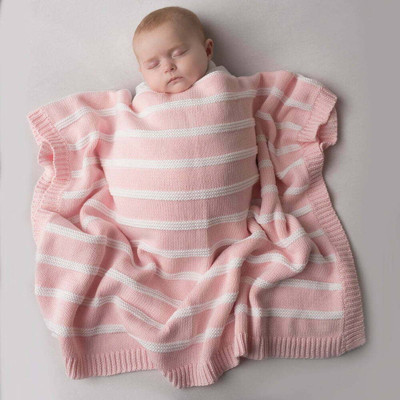 Pink and White Stripes Blanket - Wee Bambino