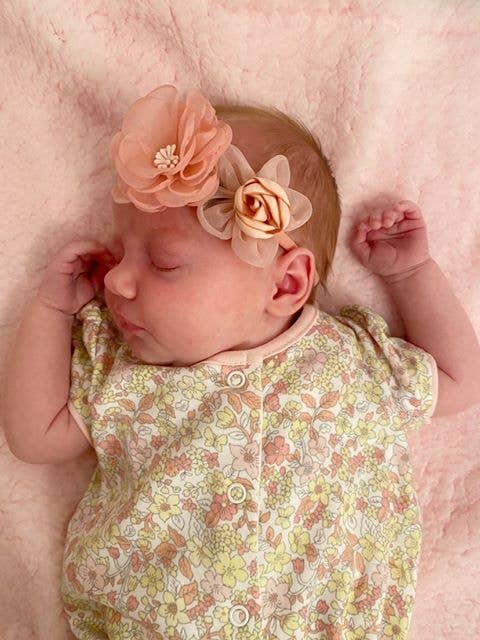 Pink Roses Hairbow Set - Wee Bambino