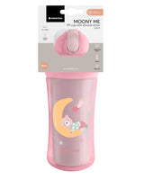 PP Cup With Silicone Straw 220ml Moony Me (pink or mint) - Wee Bambino