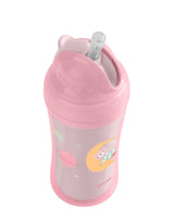 PP Cup With Silicone Straw 220ml Moony Me (pink or mint) - Wee Bambino