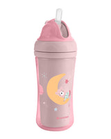 PP Cup With Silicone Straw 220ml Moony Me (pink or mint) - Wee Bambino