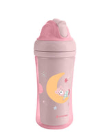 PP Cup With Silicone Straw 220ml Moony Me (pink or mint) - Wee Bambino