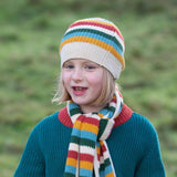 Rainbow Striped Knitted Beanie, Scarf & Mittens Set - Wee Bambino