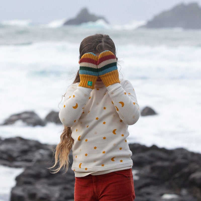 Rainbow Striped Knitted Beanie, Scarf & Mittens Set - Wee Bambino