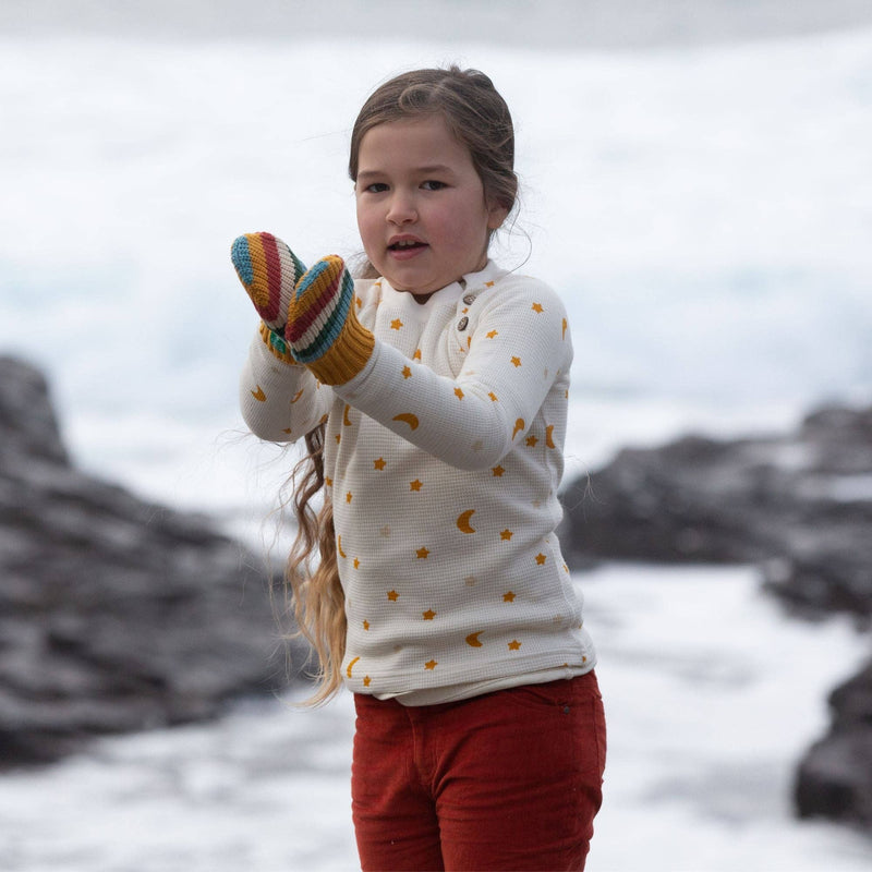 Rainbow Striped Knitted Mittens - Wee Bambino