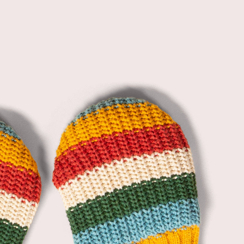 Rainbow Striped Knitted Mittens - Wee Bambino