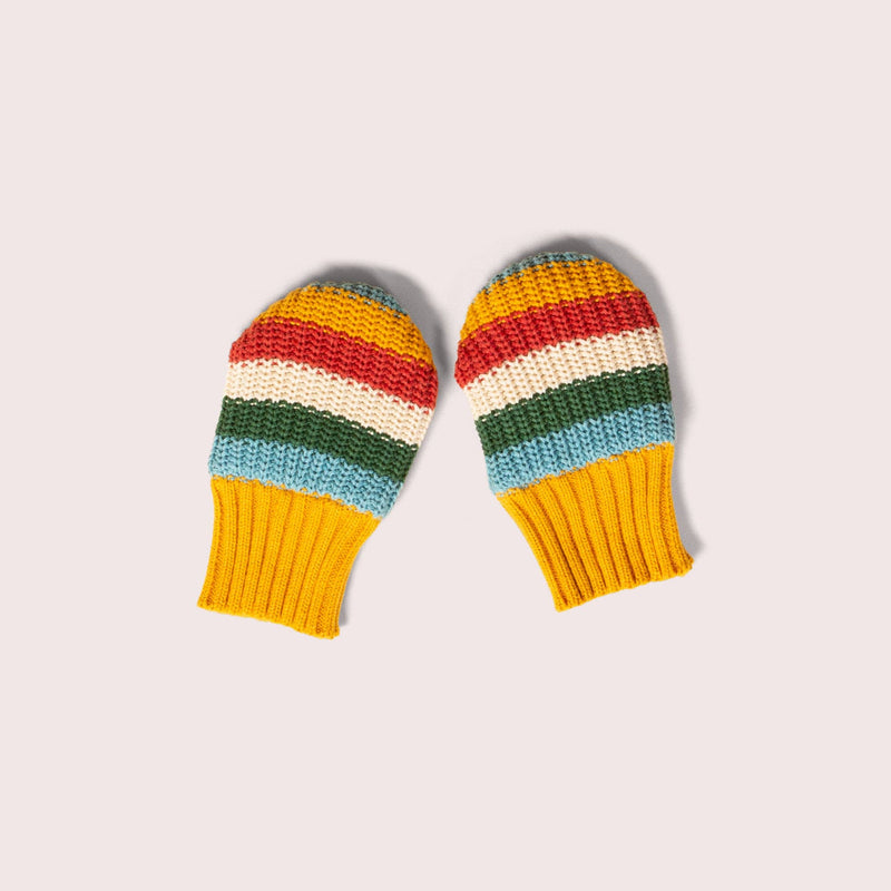 Rainbow Striped Knitted Mittens - Wee Bambino