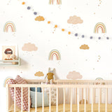 Rainbows Wallpaper - Mustard/Rose - Wee Bambino