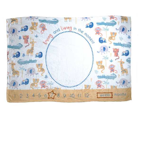 Savanna Animals Safari Milestone Blanket - Wee Bambino